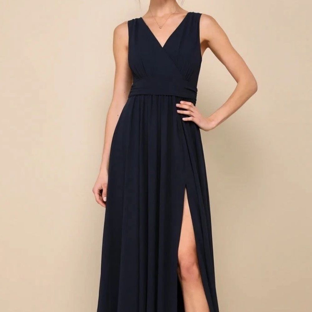 Lulus Thoughts of Hue Navy Blue Maxi Dress-HH2